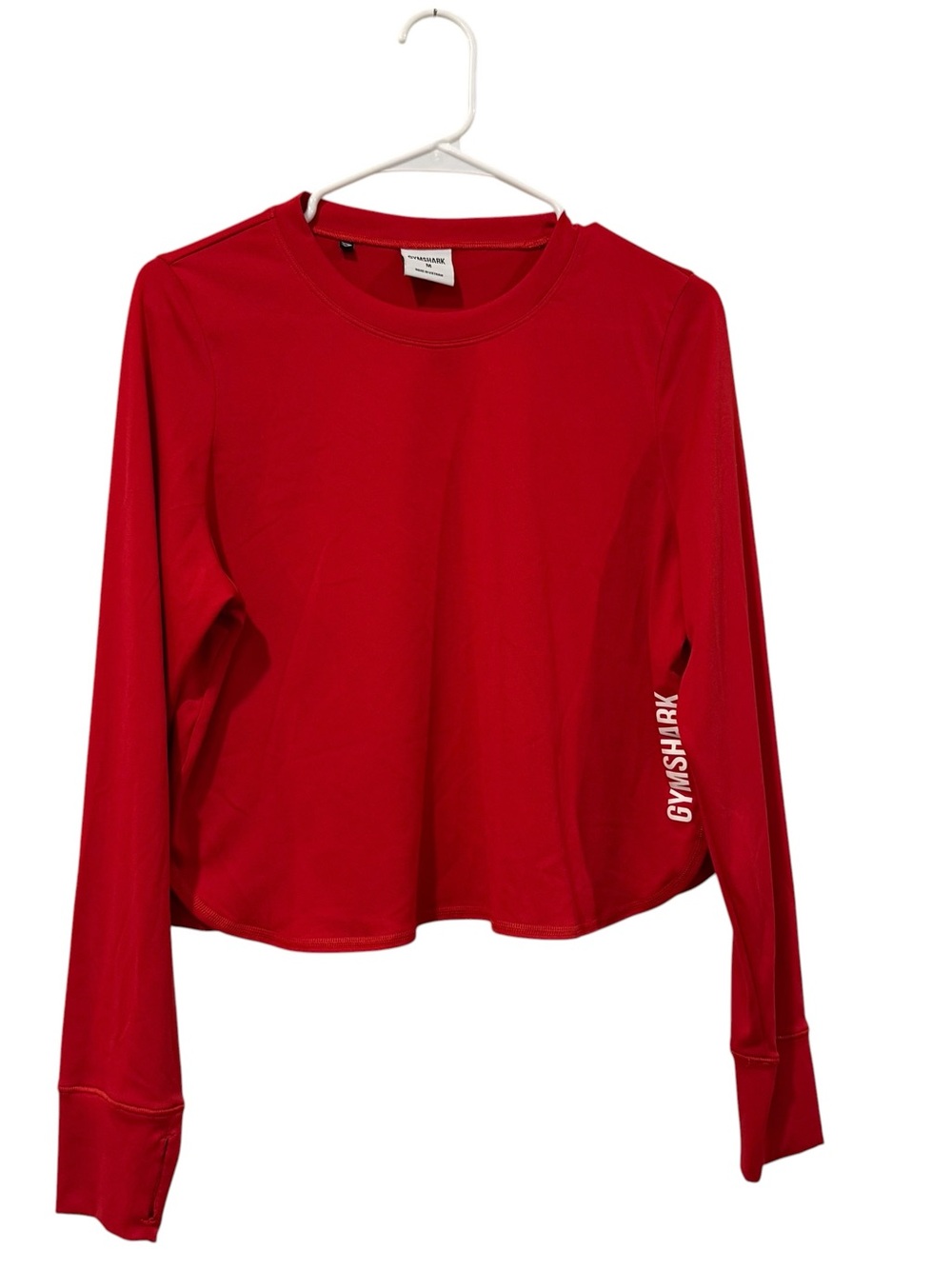 Gymshark Red Long Sleeve Crop Top - Crew Neck